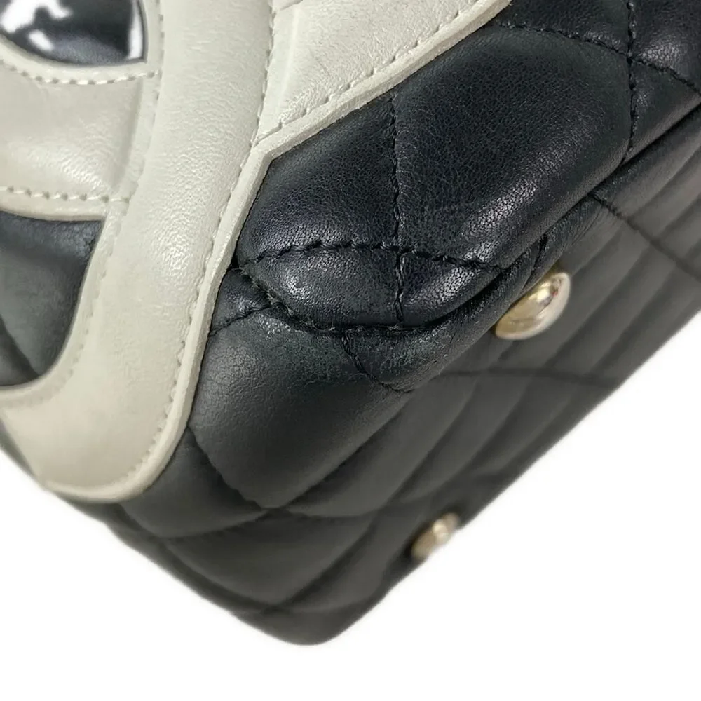 Chanel Cambon Line Bowling Bag Shoulder Bag A25171 Black White Lambskin Leather